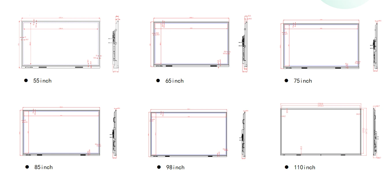 sizes of 110 Inch Display TV for Advertising